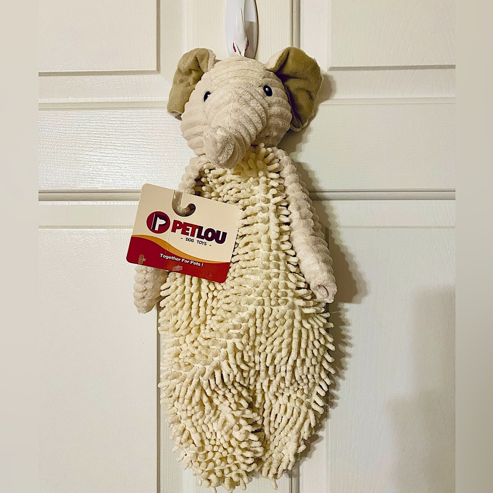 Petlou Dog Toy Oversized Natural Floppy  Elephant Plush Squeaker Stuffingless